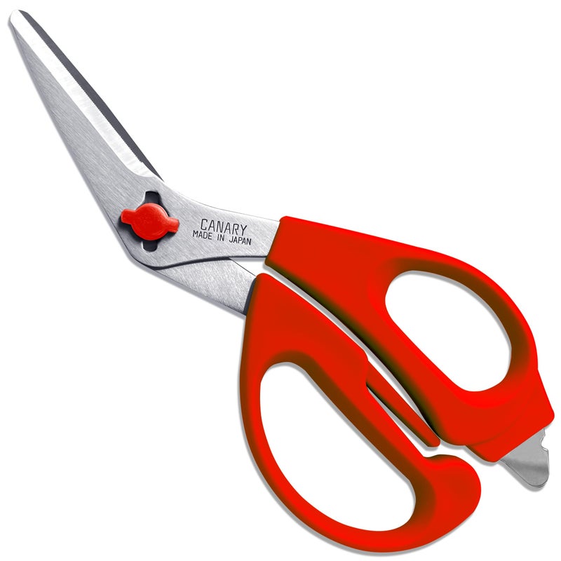 CANARY Japanese Kitchen Shears with Cutter 7.5" Offset Angled Blade, Made in JAPAN, Dishwasher Safe Come Apart Blade, All-Purpose Detachable Kitchen Scissors, Rust Proof Japanese Stainless Steel, Red - Image 1